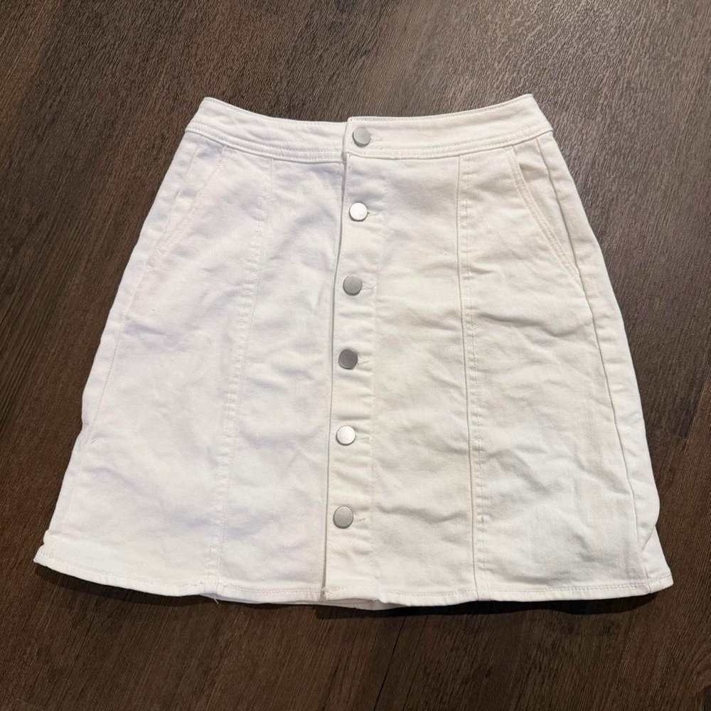 White Button-Front Women's Skirt